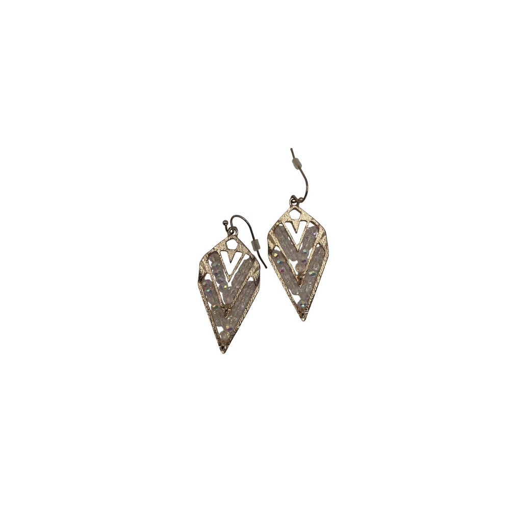 J Crew Earrings Womens OS Gold Iridescent Chevron Geometric Drop Dangle Boho